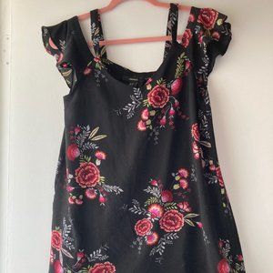 Floral Mini Dress with Cold Shoulder